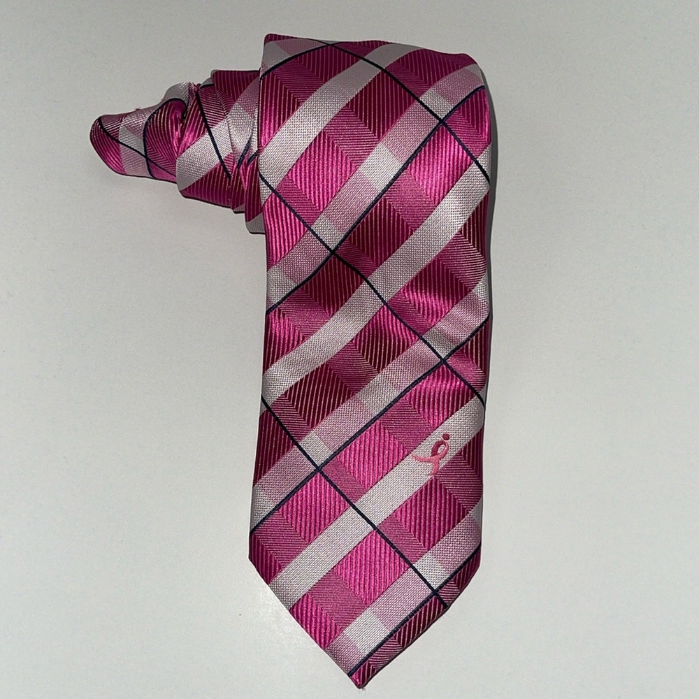 Knots for Hope Pink Neckties Pink, White and Black Checkered Tie. Breast Cancer
